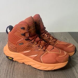 Hoka One One Anacapa Gore-Tex Men's Size 10.5 Mid-Top Trail Shoe - Rust & Orange